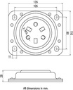 Swivel plate 135x110mm, 800kg - Dimensions