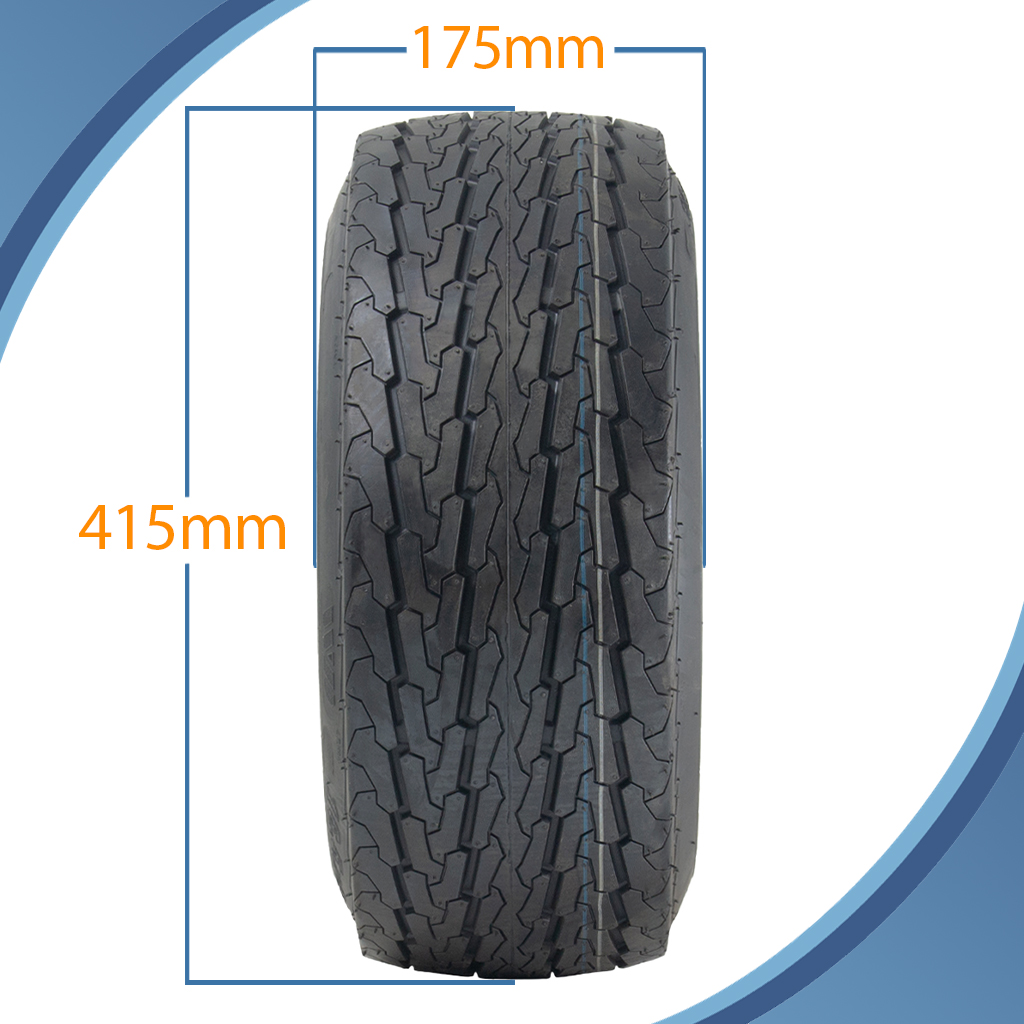 16.5x6.50-8 6ply trailer wheel & tyre pattern with dimensions