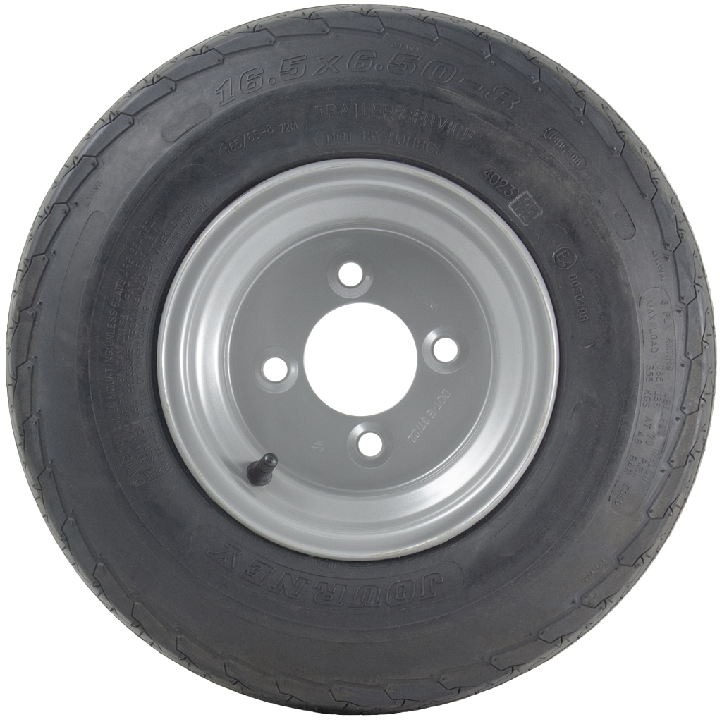 16.5x6.50-8 6ply trailer wheel & tyre assembly 4/100/60 side view