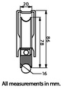 80mm Round groove wheel in fixed bracket - Dimensions