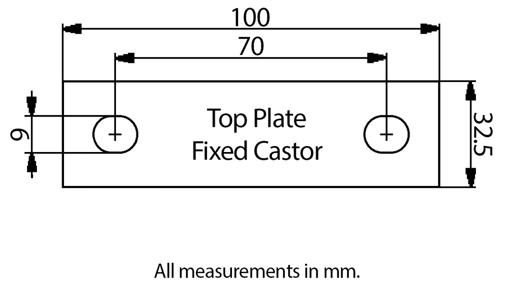 80mm Round groove wheel in fixed bracket - Top plate dimensions