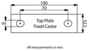 80mm Round groove wheel in fixed bracket - Top plate dimensions