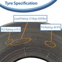 15x6.00-6 6pr Journey P508A Rib tyre specification