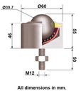 Ball Transfer Unit Tuff Heavy Duty Series - Dimensions