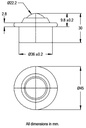 Ball Transfer Unit Euro Series Stainless Steel Load Ball Diameter 22.2mm - Dimensions