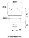 Ball Transfer Unit, Thread M8x30mm Fixing, Carbon Chrome Load Ball Diameter 19mm - Dimensions