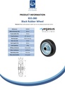 B55.080 Wheel series 80mm black rubber on zinc plated steel centre 12mm bore hub length 40mm roller bearing 50kg - Spec sheet