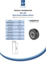 B81.100 Wheel series 100mm black elastic rubber on cast iron centre 20mm bore hub length 45mm ball bearings 150kg - Spec sheet