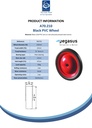 A70.210 Wheel series 210mm black PVC tyre on pressed steel centre 12mm bore hub length 47mm plain bearing 50kg - Spec sheet