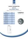 A80.025 Wheel series 25mm grey thermoplastic rubber on polypropylene centre 5mm bore hub length 15mm plain bearing 30kg - Spec sheet