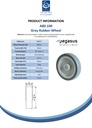 A80.100 Wheel series 100mm grey thermoplastic rubber on polypropylene centre 12mm bore hub length 30mm plain bearing 55kg - Spec sheet