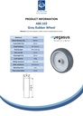 A80.102 Wheel series 100mm grey thermoplastic rubber on polypropylene centre 12mm bore hub length 32mm plain bearing 60kg - Spec sheet