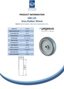 A80.125 Wheel series 125mm grey thermoplastic rubber on polypropylene centre 12mm bore hub length 35mm plain bearing 100kg - Spec sheet