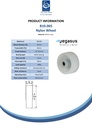 B10.065 Wheel series 65mm nylon 12mm bore hub length 40mm roller bearing 100kg - Spec sheet