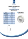 B10.125 Wheel series 125mm polypropylene 15mm bore hub length 48mm roller bearing 250kg - Spec sheet