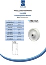B10.125 Wheel series 125mm polypropylene 15mm bore hub length 48mm roller bearing 250kg - Spec sheet