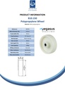 B10.150 Wheel series 150mm polypropylene 20mm bore hub length 58mm roller bearing 400kg - Spec sheet