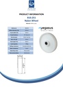 B10.251 Wheel series 250mm nylon 20mm bore hub length 60mm roller bearing 700kg - Spec sheet