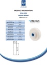 B14.126 Wheel series 125mm nylon 20mm bore hub length 60mm stainless steel roller bearing 750kg - Spec sheet