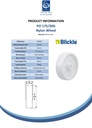PO 175/20G Wheel series 175mm nylon 20mm bore hub length 60mm plain bearing 500kg - Spec sheet