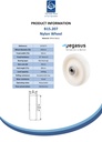 B15.207 Wheel series 200mm nylon 20mm bore hub length 60mm ball bearing 1000kg - Spec sheet
