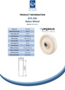 B15.256 Wheel series 250mm nylon 25mm bore hub length 60mm ball bearing 1700kg - Spec sheet