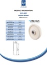 B15.302 Wheel series 300mm nylon 25mm bore hub length 75mm ball bearing 2000kg - Spec sheet