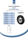 B55.202 Wheel series 200mm black rubber on zinc plated steel centre 25mm bore hub length 60mm roller bearing 205kg - Spec sheet