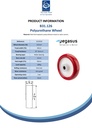 B31.126 Wheel series 125mm red polyurethane on nylon centre 15mm bore hub length 50mm roller bearing 180kg - Spec sheet
