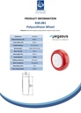 B30.081 Wheel series 80mm red polyurethane on nylon centre 8mm bore hub length 40mm single ball bearing 100kg - Spec sheet