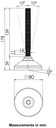 M16x150 Stainless levelling foot 80mm stainless base with anti-vibration rubber pad 1500kg AISI 304/A2 - Dimensions