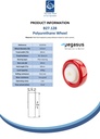 B27.128 Wheel series 125mm red polyurethane on nylon centre 20mm bore hub length 60mm plain bearing 400kg - Spec sheet