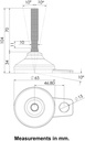 M12x70 Stainless levelling foot 65mm stainless base with anti-vibration rubber pad + fixing Tab 900kg AISI 304/A2 - Dimensions