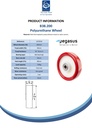 B38.200 Wheel series 200mm red polyurethane on nylon centre 20mm bore hub length 60mm ball bearing 750kg - Spec sheet