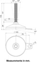 M16x100 Stainless levelling foot 105mm stainless base with anti-vibration rubber pad 2200kg AISI 304/A2 - Dimensions