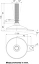 M20x100 Stainless levelling foot 105mm stainless base with anti-vibration rubber pad 2200kg AISI 304/A2 - Dimensions