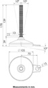 M16x150 Stainless levelling foot 105mm stainless base with anti-vibration rubber pad 2200kg AISI 304/A2 - Dimensions