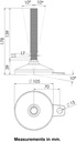 M20x150 Stainless levelling foot 105mm stainless base with anti-vibration rubber pad 2200kg AISI 304/A2 - Dimensions