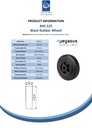 B45.125 Wheel series 125mm black rubber on polypropylene centre 15mm bore hub length 50mm roller bearing 100kg - Spec sheet