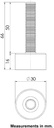 M10x50 Stainless levelling foot on 30mm soft black rubber base 60 shore 25kg AISI 304/A2 - Dimensions