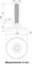 M16x70 Stainless levelling foot 80mm plastic base 1000kg AISI 304/A2 - Dimensions