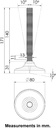 M16x150 Stainless levelling foot 80mm plastic base 1000kg AISI 304/A2 - Dimensions