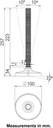 M20x230 Stainless levelling foot 100mm plastic base 1000kg AISI 304/A2 - Dimensions