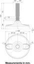 M16x70 Stainless levelling foot 100mm plastic base with holes 1500kg AISI 304/A2 - Dimensions