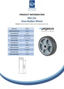 B43.161 Wheel series 160mm grey thermoplastic rubber on polypropylene centre 20mm bore hub length 60mm Plain bearing 200kg - Spec sheet