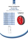 B44.201.F003 Wheel series 200mm grey thermoplastic rubber on polypropylene centre 20mm bore hub length 60mm roller bearing 220kg - Spec sheet