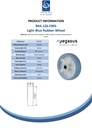 B44.126.F005 Wheel series 125mm light blue thermoplastic rubber on polypropylene centre 15mm bore hub length 50mm roller bearing 120kg - Spec sheet