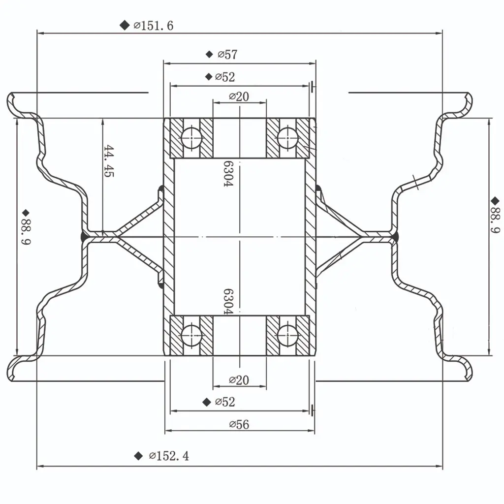 3.50x6  rim drawing with measurements WH8140 - 20BB 90mm hub flush.webp