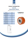 C10.106 Wheel series 100mm brown Prothane® polyurethane on cast iron centre 20mm bore hub length 60mm ball bearing 400kg - Spec sheet