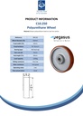 C10.250 Wheel series 250mm brown Prothane® polyurethane on cast iron centre 25mm bore hub length 60mm ball bearing 1200kg - Spec sheet